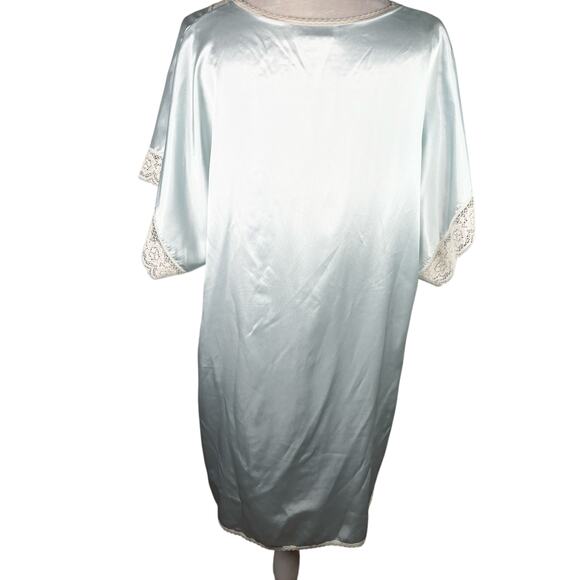 Vintage Val Mode Lingerie Nightgown Large Blue Lace V-Neck - Picture 2 of 13